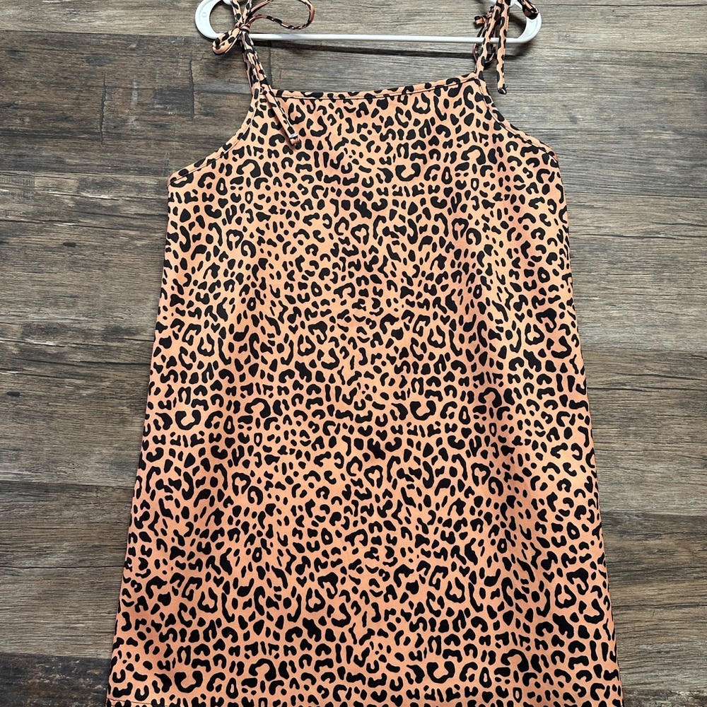 Missguided + Tan Leopard Print Sundress Spaghetti Strap Casual